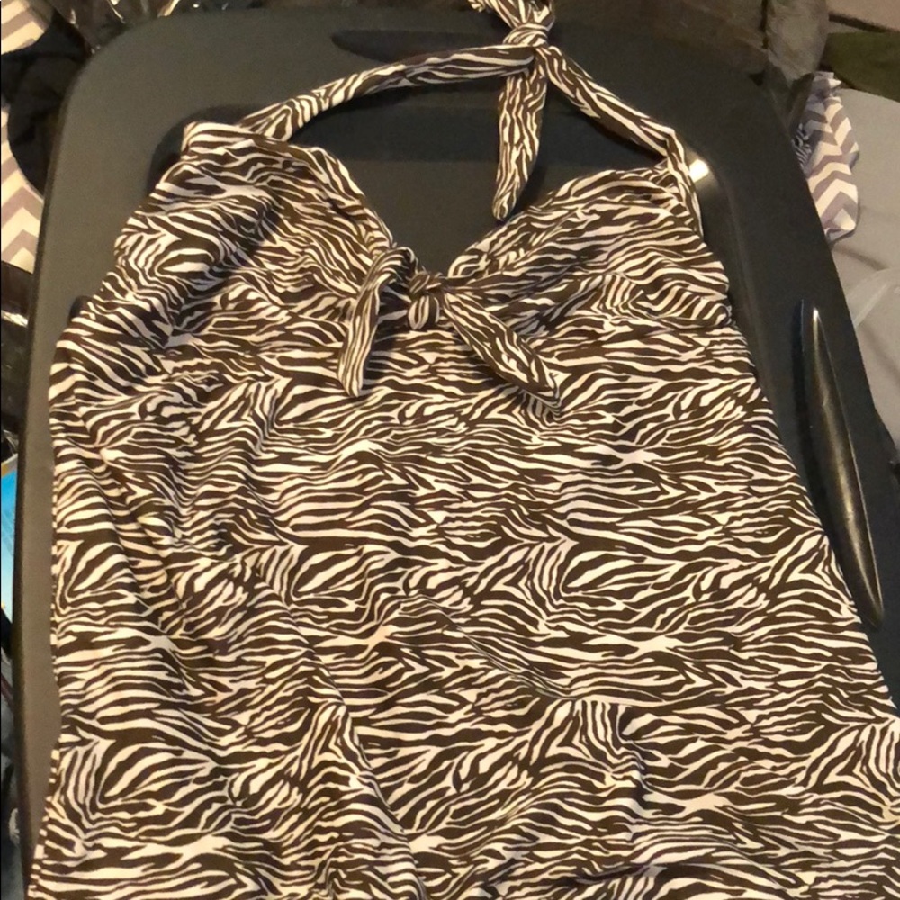 Brown and white zebra print tanking